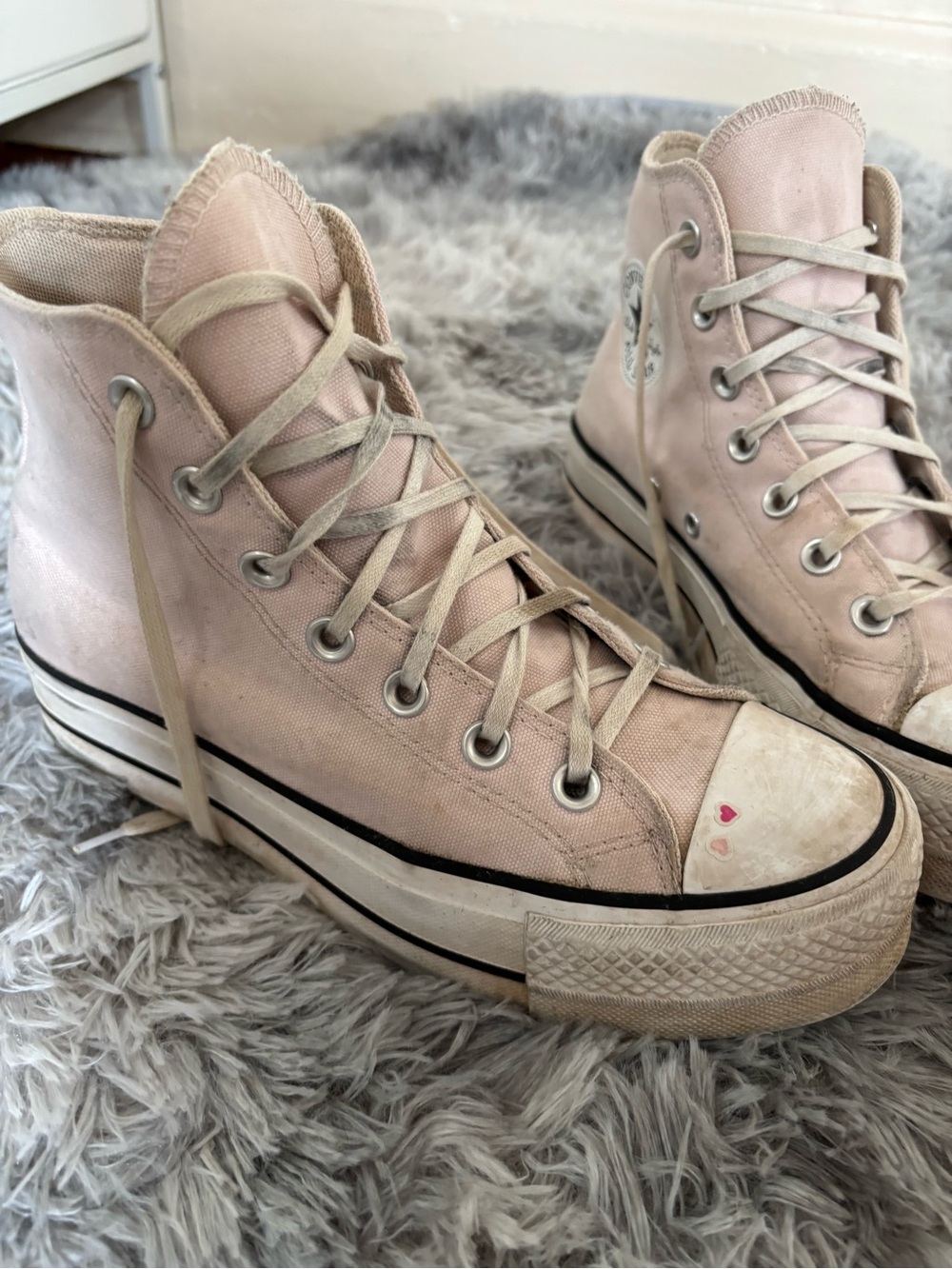 Converse High-Top Sneakers in Pale Pink